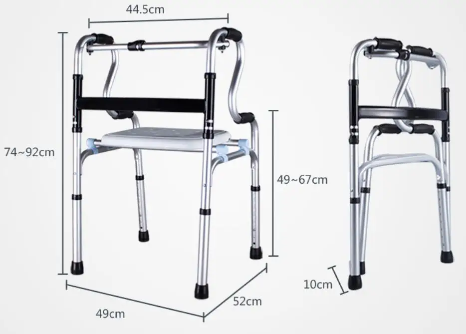 Складные стандартные ходунки для пожилых людей, переносные ходунки, вспомогательное оборудование для подвижности, стул для ванной комнаты со съемным сиденьем