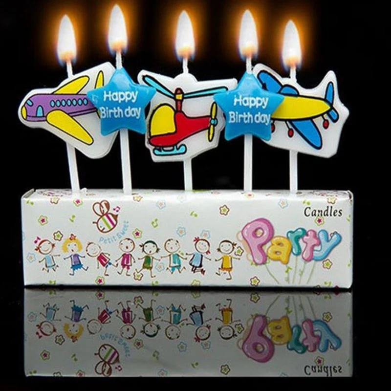 

1 Pack Kawaii Birthday Candles Star Plane Cartoon Love Flameless Candles Cake for Children Gift Happy Birthday Decoration