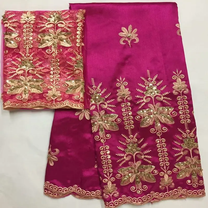 

African george lace fabric with sequins and beads new design high quality nigerian silk george lace fabric for clothing ZGL17-3