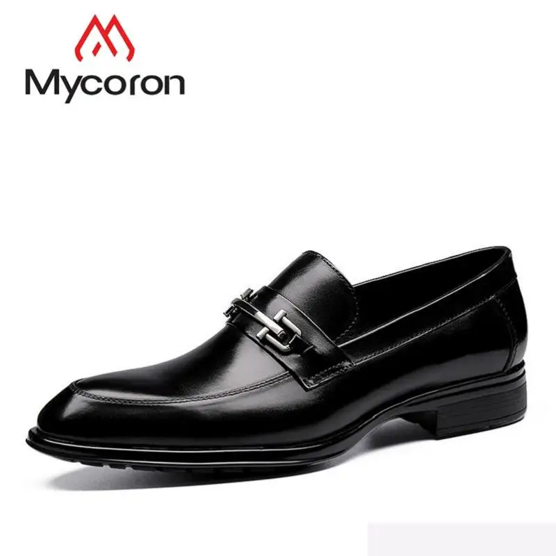

MYCORON 2019 New Brand Luxury Brand Mens Dress Shoes Genuine Leather Boots Top Quality Men Wedding Shoes Chaussure Homme