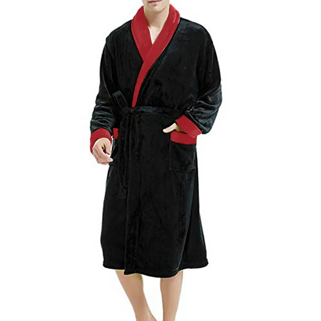 Мужские зимние плюшевые размеры 5XL удлиненное термобелье шаль халат Домашняя одежда с длинными рукавами пэчворк длинный рукав накидка халат D