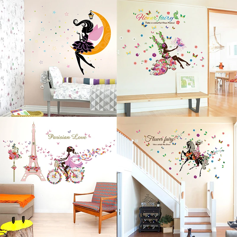 Zs Sticker fairy Wall Stickers Children Room Home Decor fairy Vinyl Kids Room Decal Baby Room Nursery Decor