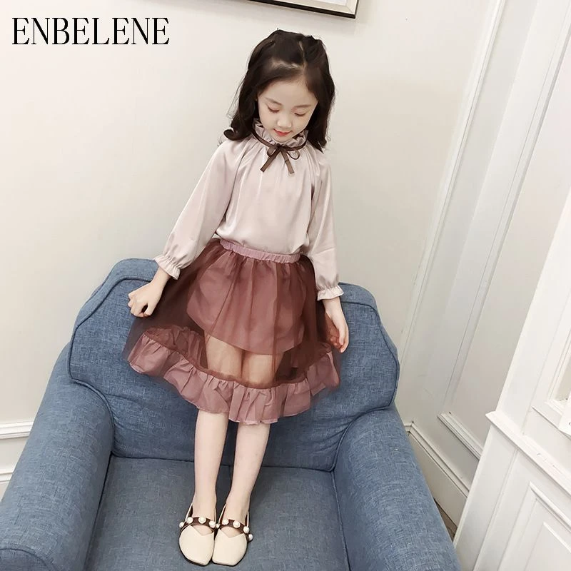 Moda 2018 niños del resorte superior falda Sets para Niñas seda Tops through look Faldas set Lovely Girl casual ropa fh729|set for girls|set fashionlove sets - AliExpress