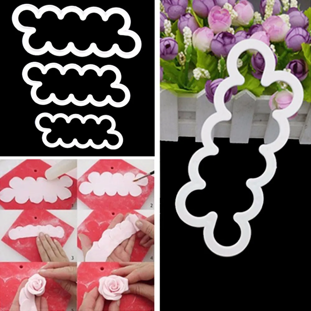 

Flower Rose Cake Molds Plastic White Rose Flower Fondant Cutter Cake Decorating Molds Biscuit Cutter Free Shipping 3 pcs/set