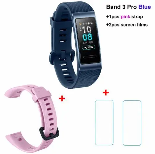 Смарт-браслет huawei Band 3/3 Pro, 0,95 дюймов, трекер для плавания, водонепроницаемый, Bluetooth, фитнес-трекер, сенсорный экран - Цвет: Pro x pink x film