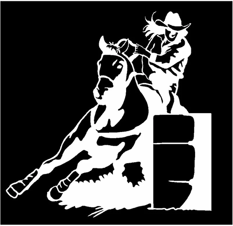 

Funny Vinyl Decal Barrell Racer Girl Horse Rodeo Race window Sticker 13x13cm