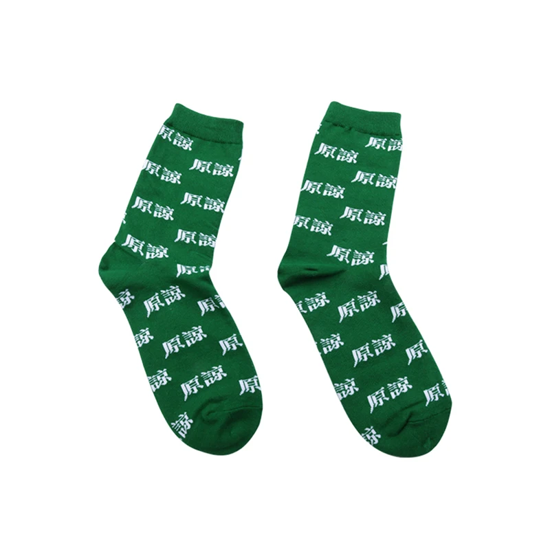 Для женщин мужчин японский зеленый и белый текст носки для девочек хлопок хип носки Высокое качество Мультфильм фотографии Стил