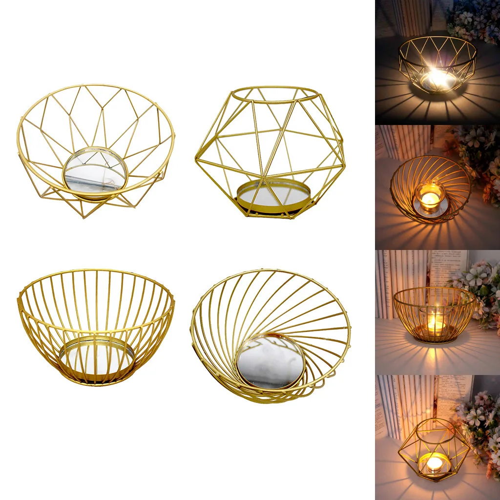 Nordic Retro Iron Tea Light Candle Holder Candlestick Lamp Lantern Home