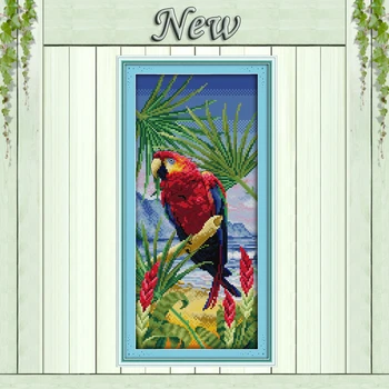 

Colorful Parrot,Counted Print on canvas DMC 11CT 14CT Cross Stitch kits,Needlework Set Embroidery,The sea Animal Home Decoration