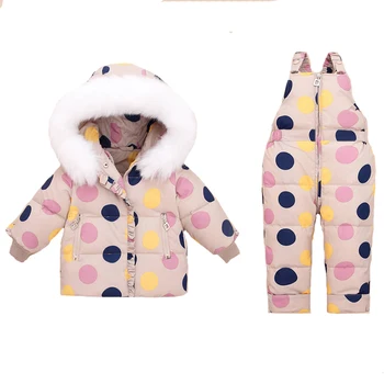 

2019 Winter Children's Clothing Set Baby Girl Duck Down Jacket for Girl Coat + Jumpsuit Set Clothes Thicken Snowsear Skiing Suit