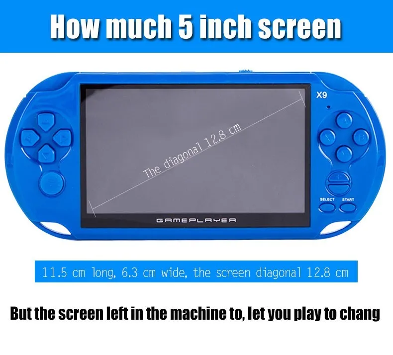 5.0 Inch Big LCD Screen PSP Handheld Game Console Built -in 400 Games Support MP4 Video,Audeo
