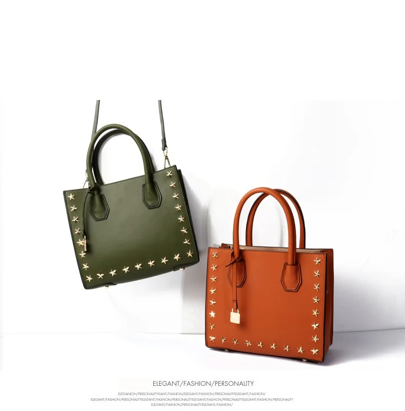 Female Rivets Genuine Leather Bags For Women Luxury Handbags Woman Bag Designer New Star Portable Ladies Shoulder Handbag23