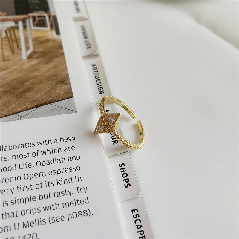 Кольцо из стерлингового серебра 925 пробы с золотым покрытием, циркониевые геометрические кольца в скандинавском стиле, простые элегантные женские кольца, ювелирные изделия из серебра 925 пробы