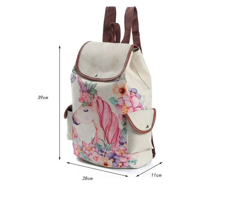 Свежий дизайн милый единорог Печать полотняные рюкзачки для девочек-подростков мультфильм школьные рюкзаки женские модные дорожные сумки
