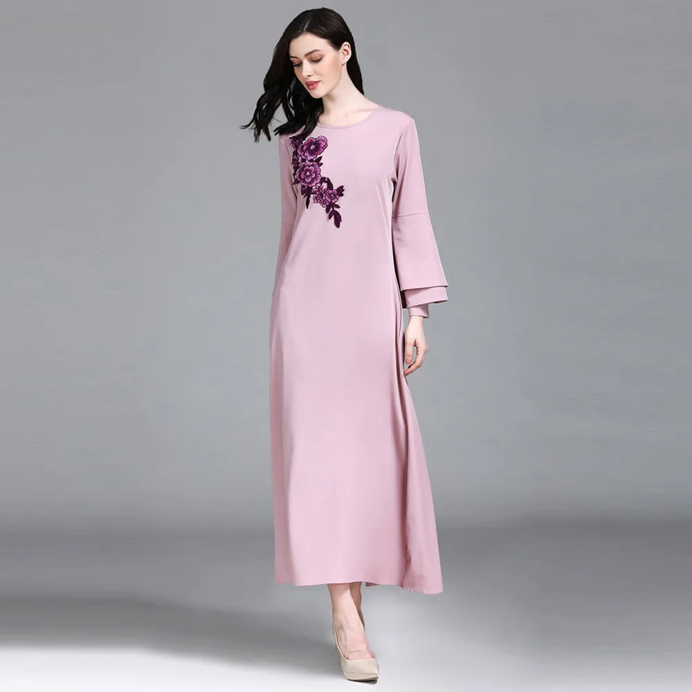 Женское кружевное платье с длинным рукавом Abaya Коран для мусульман кафтан хиджаб