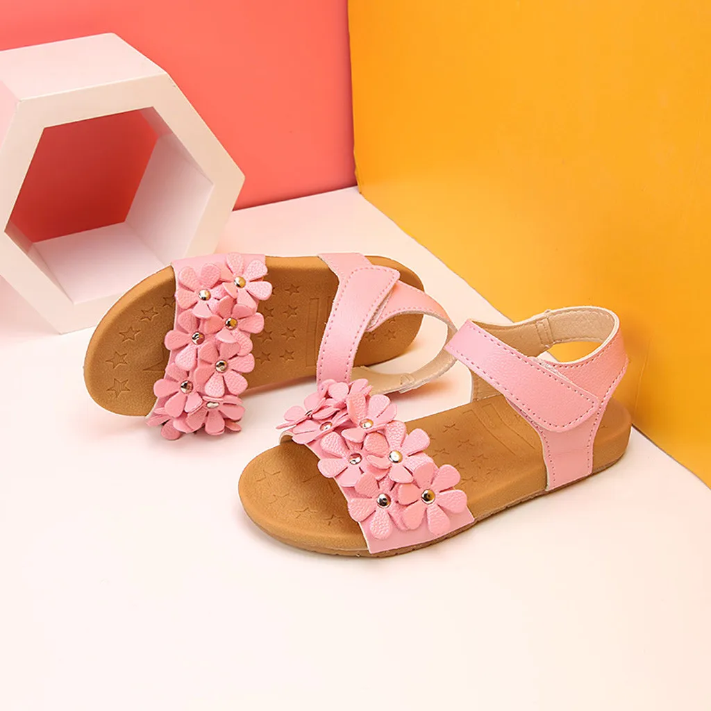 Сандалии для маленьких девочек с цветочной подошвой; детская обувь для принцессы сандалии; пляжная детская обувь для девочек; сезон лето