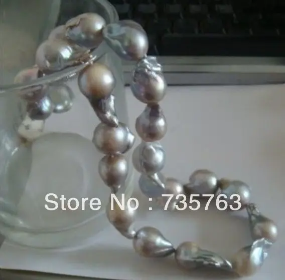 

NEW 008427 HUGE 25MM NATURAL SOUTH SEA GENUINE SILVERY GRAY NUCLEAR PEARL NECKLACE