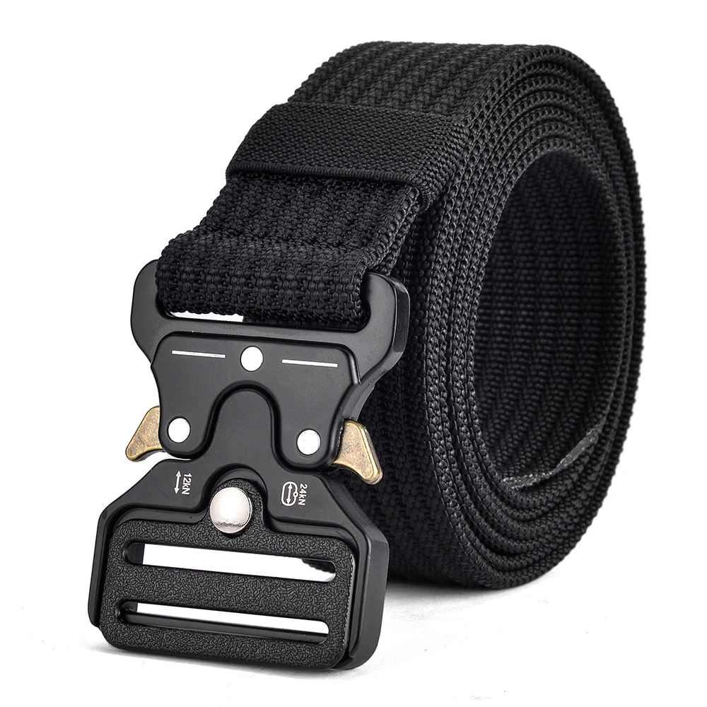 

European and American Tactical Long Belt Men's Buckle Automatic Buckle Canvas Pants with Woven Durable Training In The Wild