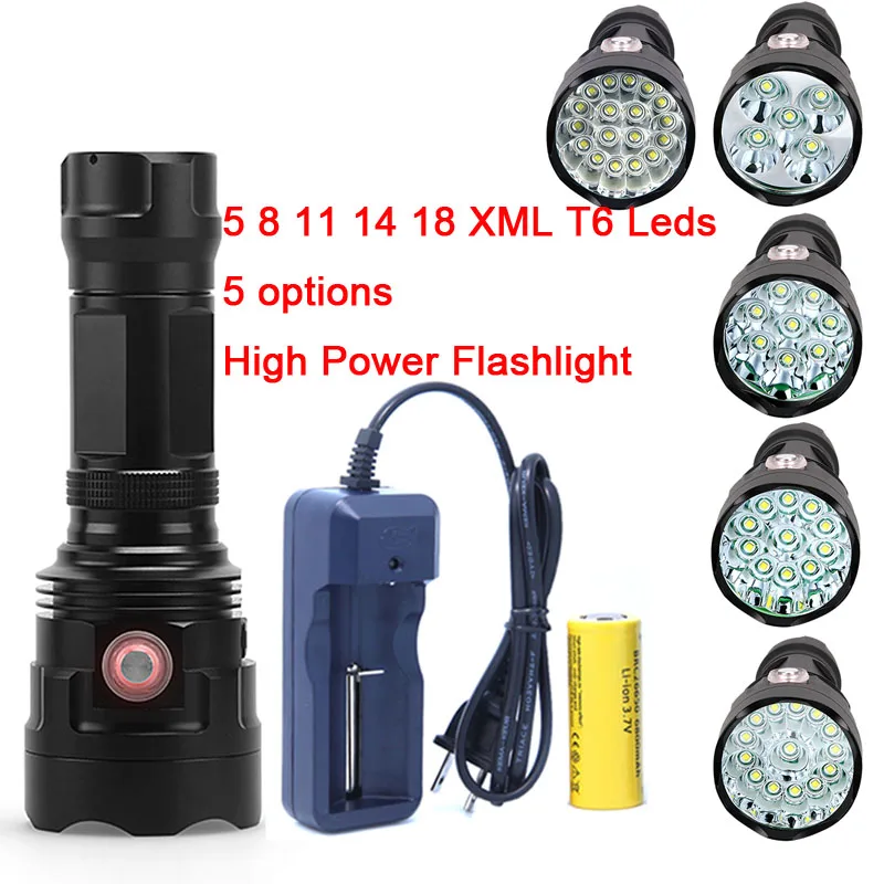 2018 новый мощный 5 8 11 14 18 x XM L T6 светодиодный фонарик USB Перезаряжаемый 18650 26650