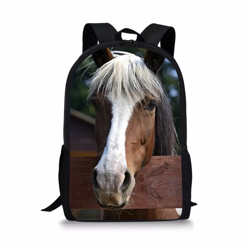 FORUDESIGNS Kids Horse Schoolbags Prints Animal Mochila Book Bag Teenager Boys Girls School Bags Orthopedic Children Bag Pack - Цвет: Z3249C