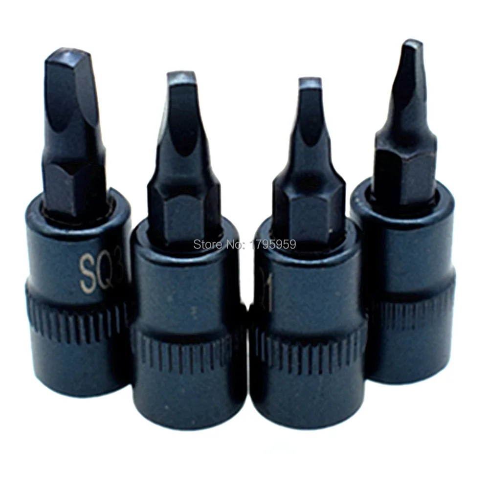 

4pcs Square Bit Socket Set SQ0 SQ1 SQ2 SQ3 Square Screwdriver Bit 1/4" Square Drive Sockets Adapter Screwdriver Impact Bit Tool