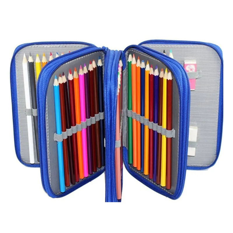 Caixa de Papelaria Esboço Escola Lápis Case Buracos Penalidade Grande Zíper Caneta Bolsa Quatro Multi Camadas Menino Meninas Conjunto 72 8 High Quality Material escolar e de escritório
