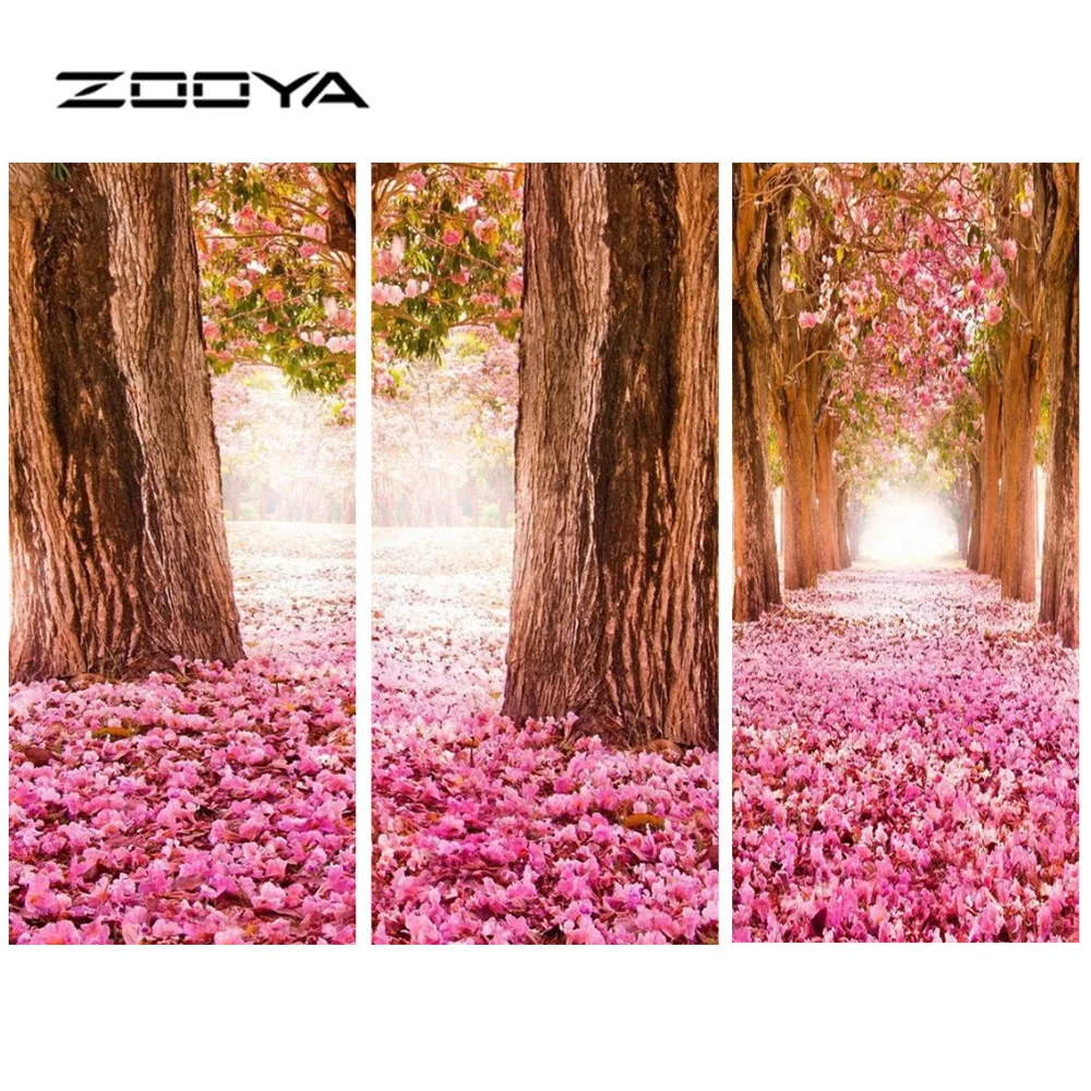 

ZOOYA DIY Full Diamond Embroidery Painting Cross Stitch Triptych Paintings Pictures By Numbers Landscape Tree Leaves Gifts RF882