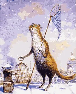

MaHuaf-W382 city cat Acrylic Paint By Numbers Oil Painting Gift Coloring By Numbers Frameless Picture On Wall decor