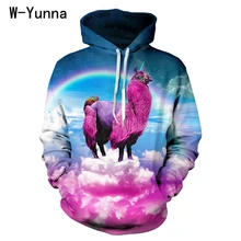 Солнечный S-XL Sudaderas Толстовка 3D принт Радуга фиолетовый Альпака толстовки с капюшоном Повседневная пара утепленная куртка