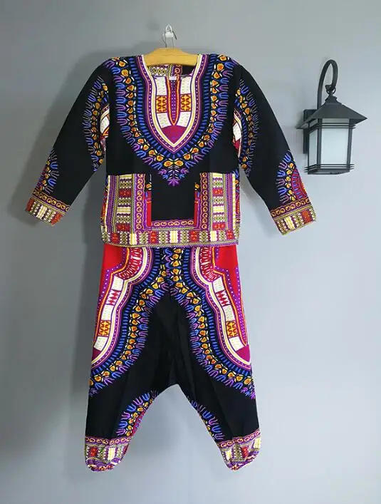 

Africa Clothing Dashiki Man Sets Performance Working Costume Woman Man Children Traditional Print Top+pants