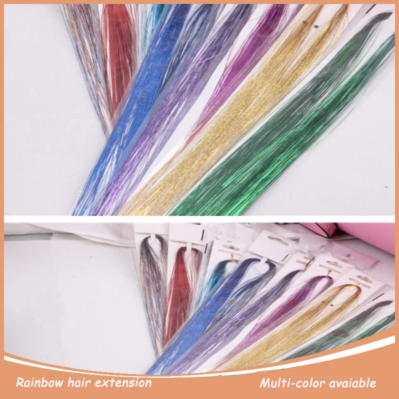Bling String 3D Rainbow Clip In Hair Extensions Of BellaVia Tinsel Hair