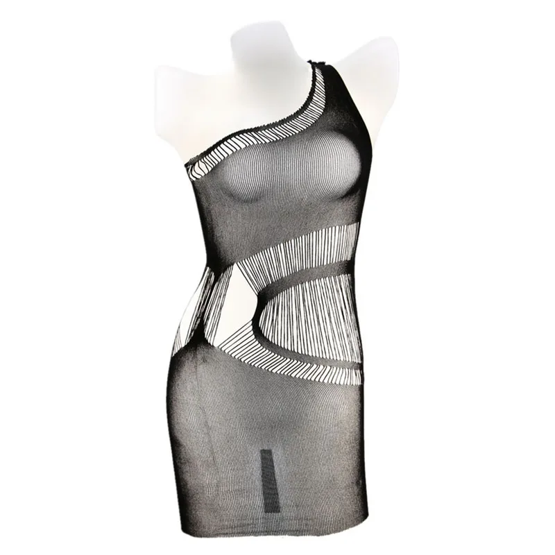 

Women Black Perspective Sexy One Shoulder Kilt Dress Lingerie Badydolls Sleepwear Female Erotic Nightdress Underwear Hot Sell