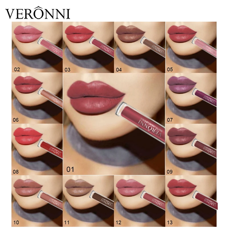 

VERONNI 13 Colors Waterproof Matte Lipstick Red Lip Long Lasting Lipstick Matte For Makeup Red Lip Matte Long Lasting