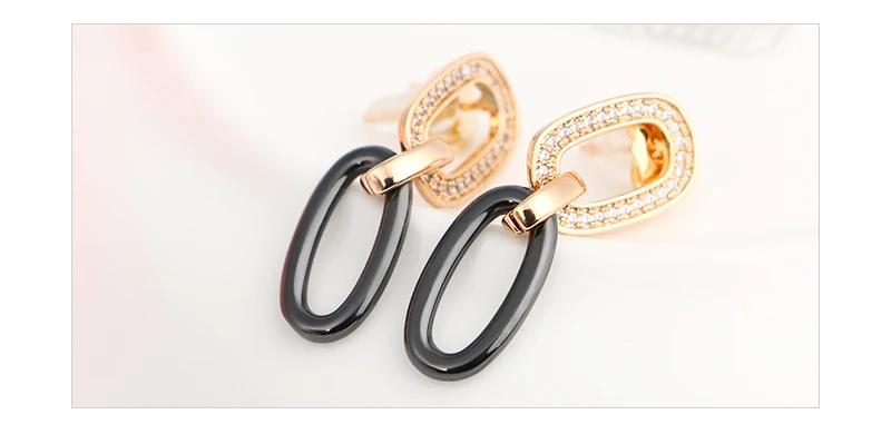 Модные Керамические Висячие серьги для женщин новые CZ Кристальные золотые геометрические корейские квадратные женские серьги трендовые женские ювелирные изделия