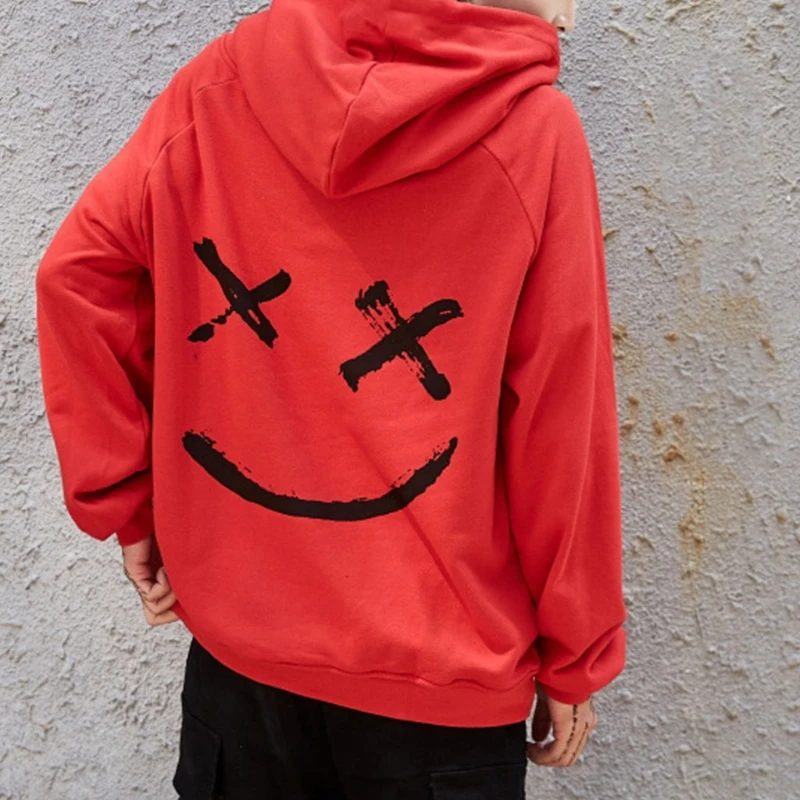 Толстовка Для мужчин подростков улыбающееся лицо модный принт свитер с капюшоном Куртка Пуловер