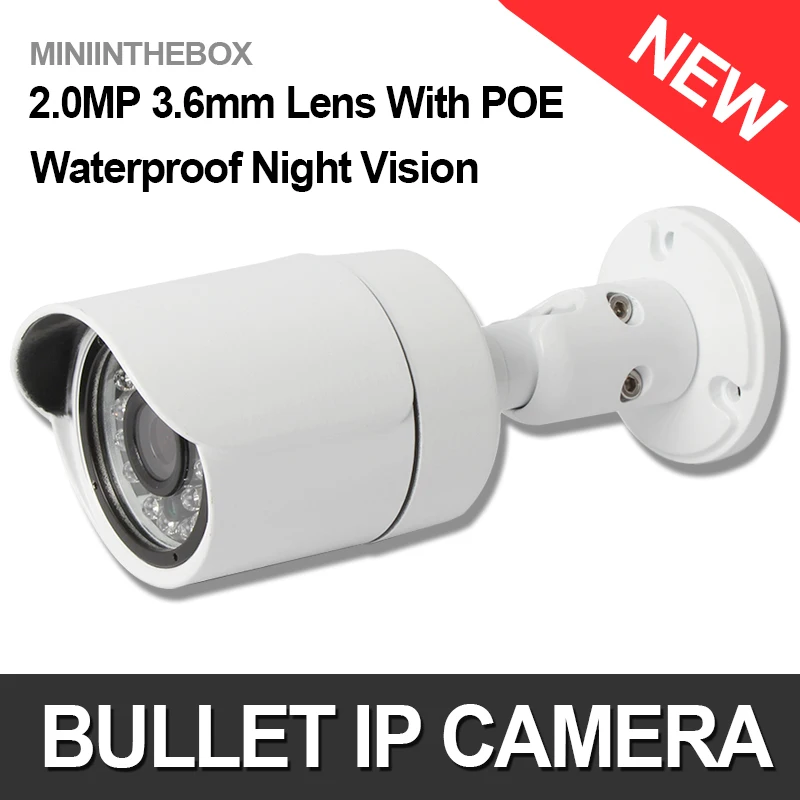  2.0MP 1080P Security POE IP Camera Network Waterproof 3.6mm Lens IR-CUT Night Vision Bullet IP Camera Outdoor Onvif P2P Cloud 