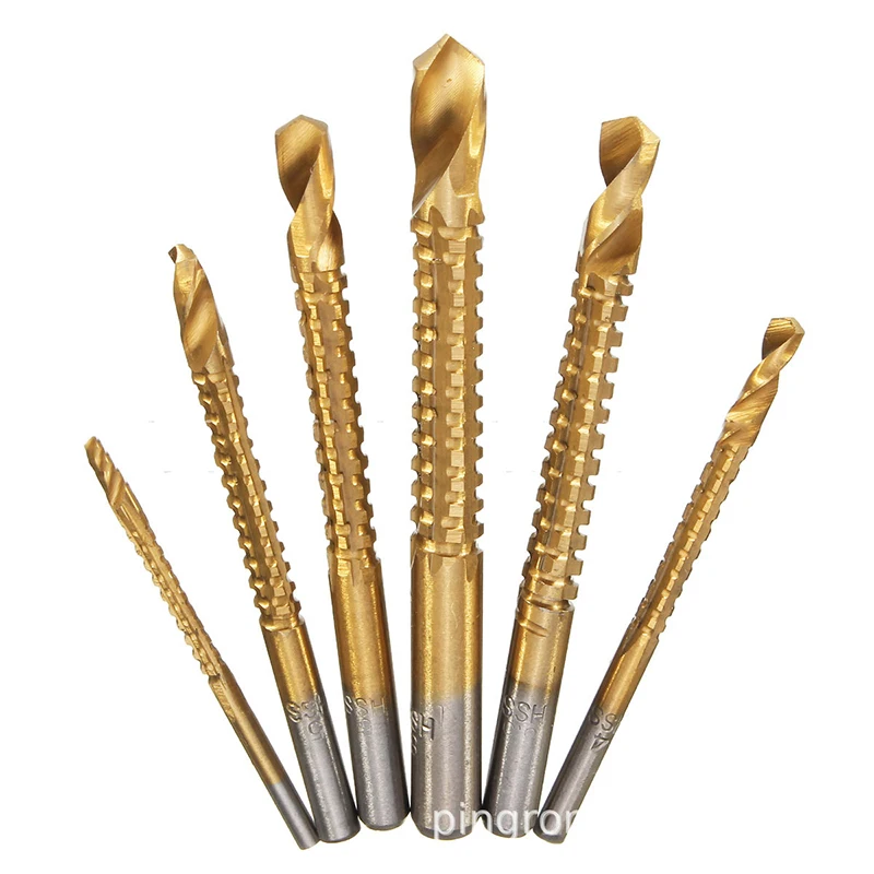 

Min Titanium Coated HSS High Speed Steel Drill Bit Set Tool Woodworking 6Pcs