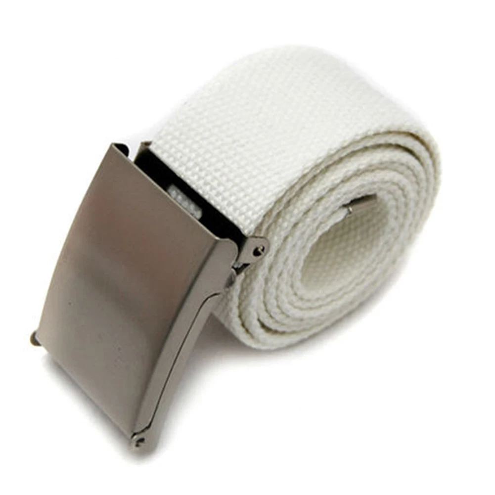 MYTL Unisex Plain bing Canvas Metal Buckle Belt Whitein Women's