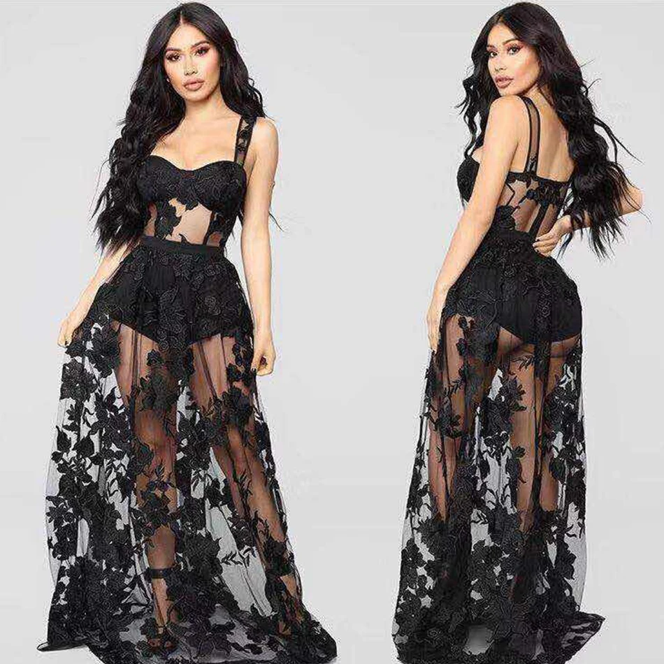 

Adyce 2019 New Summer Black Lace Celebrity Evening Party Dress Sexy Spaghetti Strap Hollow Out Sleeveless Maxi Runway Club Dress