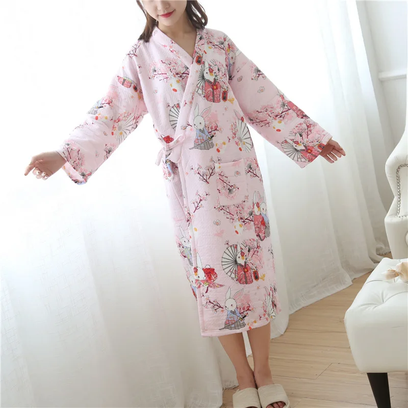 Pink kimono bathrobe woman (7)