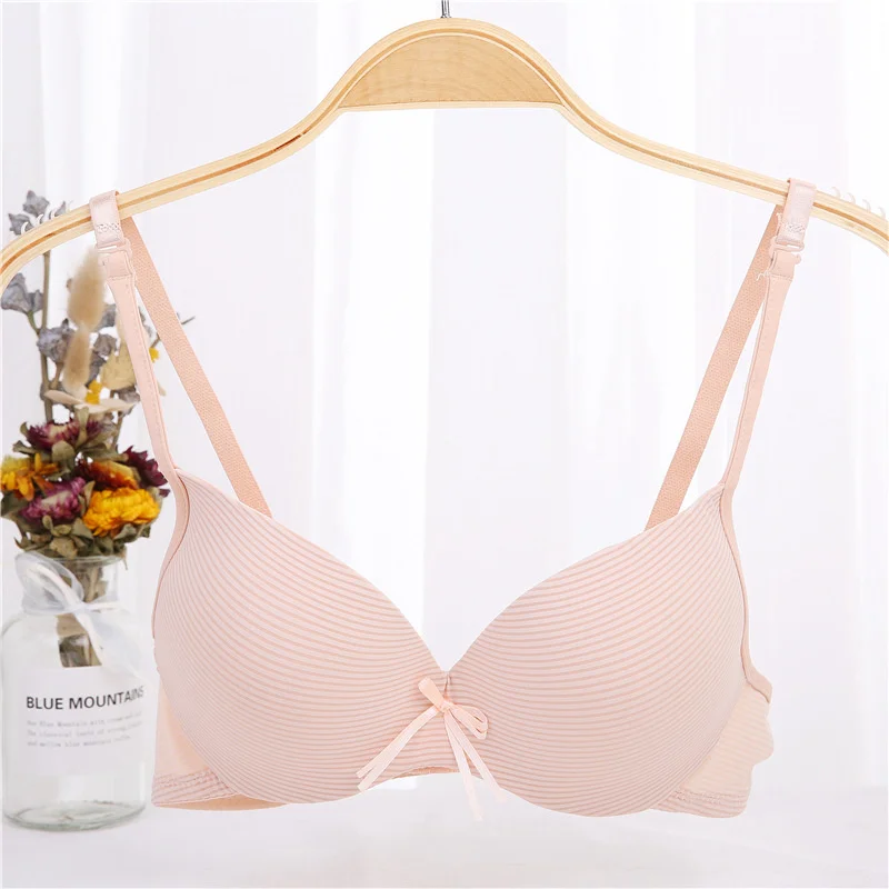 

lovely Teenage Girl Underwear Bra Thin Bras Strip Gathered Cute Bow Knot Soft Wrapped Push Up Bra for Women Upper Side chest
