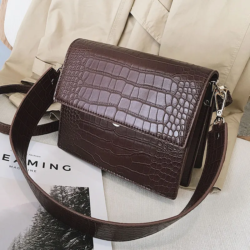 

Vintage Women Designer Luxury Handbag 2019 Fashion New High quality PU Leather Handbag Crocodile pattern Shoulder Messenger Bag