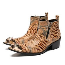 Новая весенняя обувь модные классические с острым носком Для мужчин Натуральная кожа ботильоны Для мужчин Высота Увеличение Мода платье Сапоги и ботинки для девочек