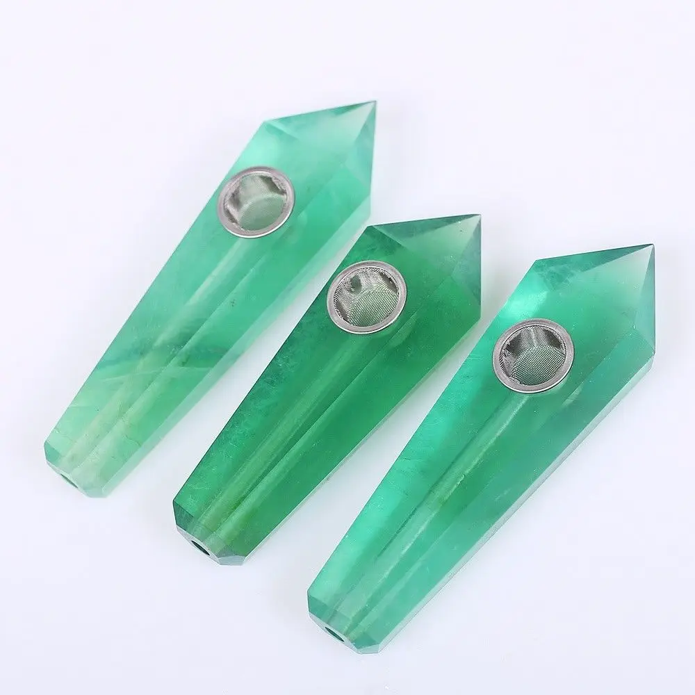 

1 pcsnatural crystal fashion Green Aventurine pipe smoking Wand Healing gift