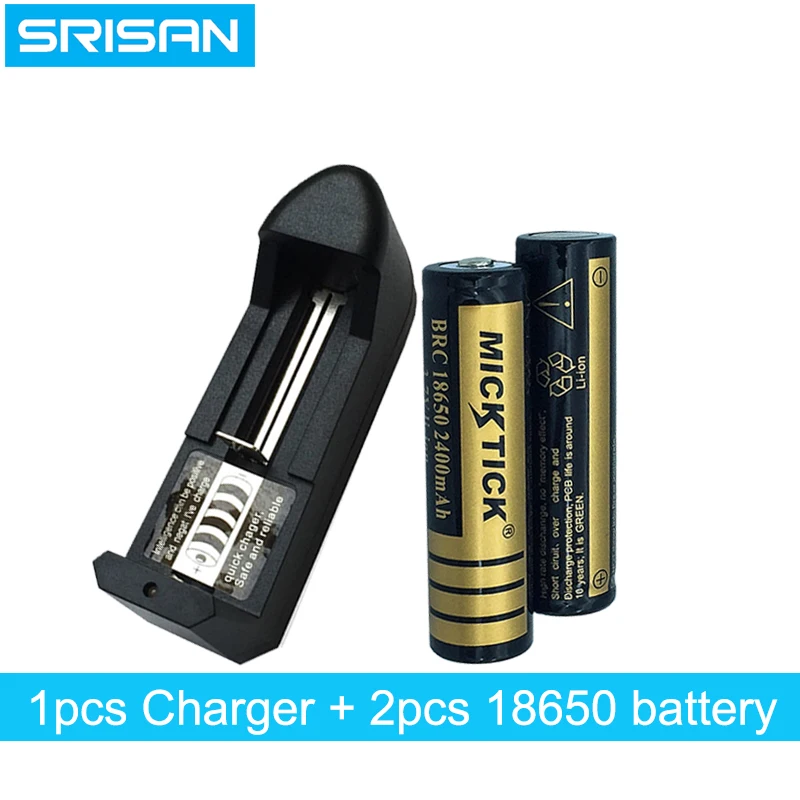 

2Pcs 18650 3.7V 2400mAh Battery batteries lithium Li Ion Rechargeable Flashlight+18650 16340 14500 AA AAA universal charger