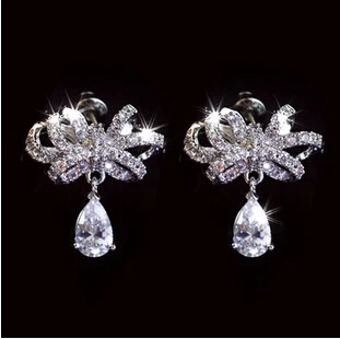 

2015 New arrival fashion super shiny big zircon 925 sterling silver ladies`crown stud earrings jewelry gift