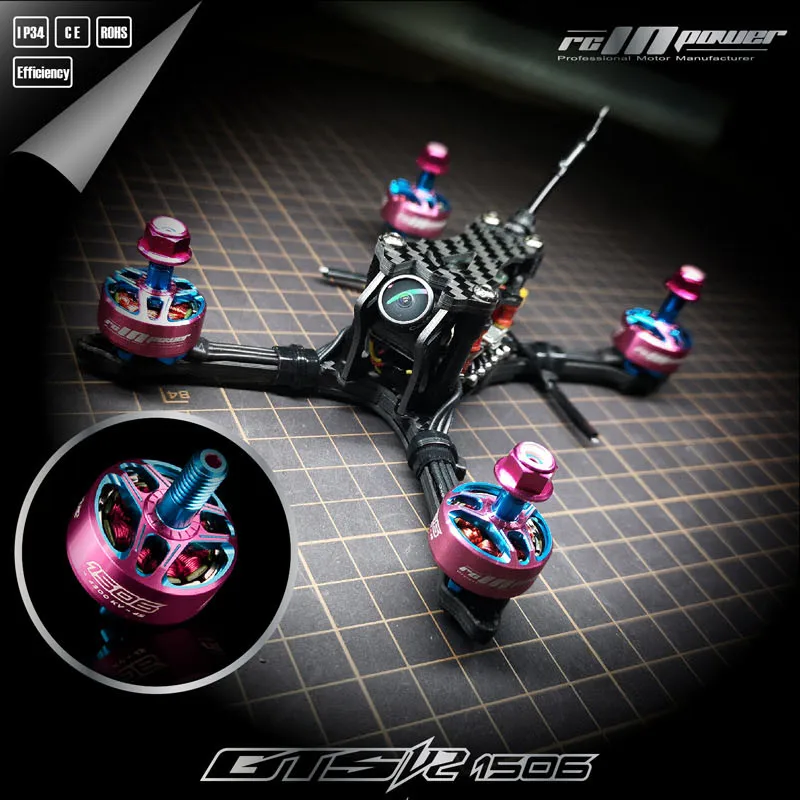 

Brushless Motor RCINPower GTS-V2 1506 4-6S 3000KV 4300KV Titanium Pink Support GF3040 GF3052 Propeller for RC FPV Racing Drone