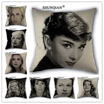 

Fashion High Quality Cotton Linen Beautiful Actress Pillowcase Decorative Pillow Case For Home Pillow Cover Y418(8)
