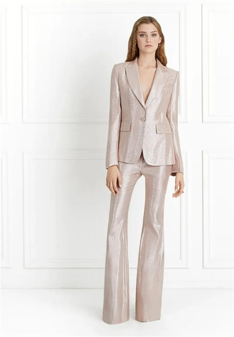 

Shiny Champagne Fashion version Pants Suits women pants suits High Street Model Suits Suits Custom Made 2 Piece Jacket+Pants