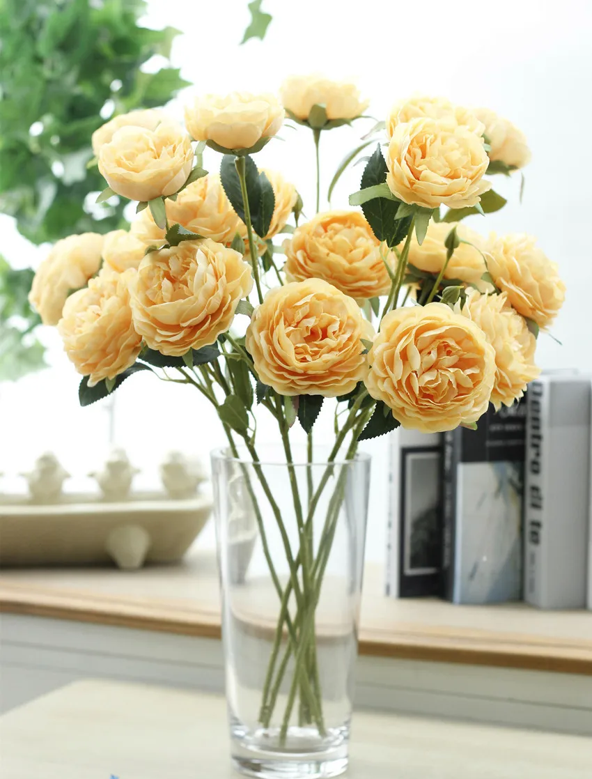roses artificial peonies silk fabric flower fake flower wedding bouquet home decor  (67)